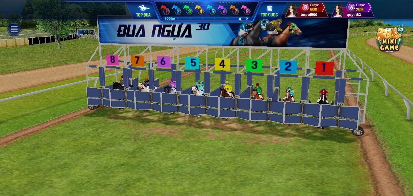 Người chơi sẽ có sự lựa chọn với 8 chiến mã khi tham gia đua ngựa 3D iWin Club