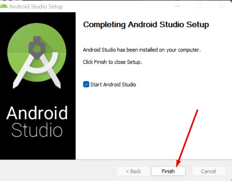 Hoàn tất thiết lập chương trình Android Studio